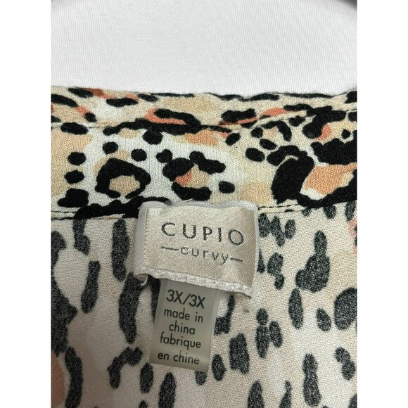 Cupio Curvy Womens Button Front Tunic Blouse Size 3X Leopard Print Sleeveless - Picture 7 of 11